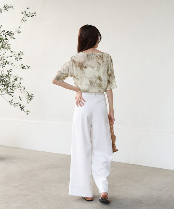 ニュアンスプリントシアーカットソー