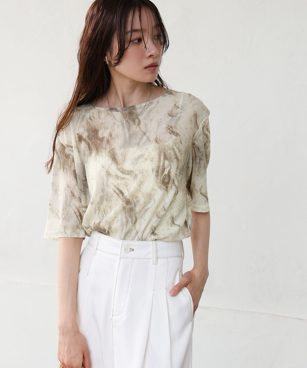 ニュアンスプリントシアーカットソー