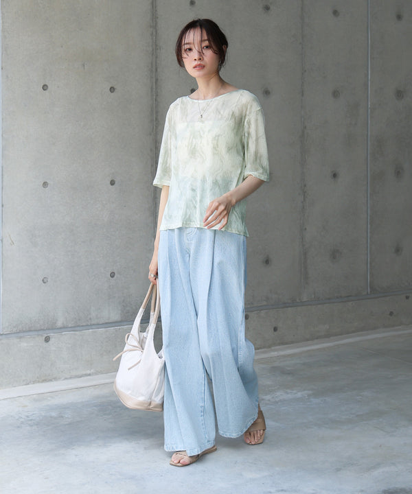 ニュアンスプリントシアーカットソー