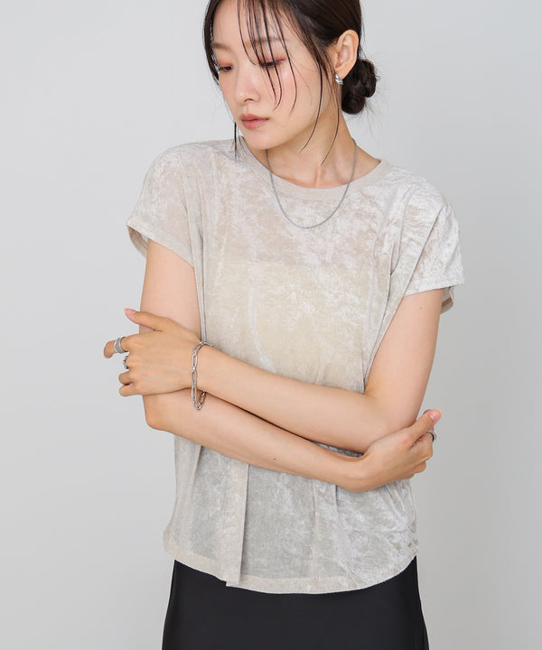 【新色追加】シアーベロアフレンチスリーブカットソー