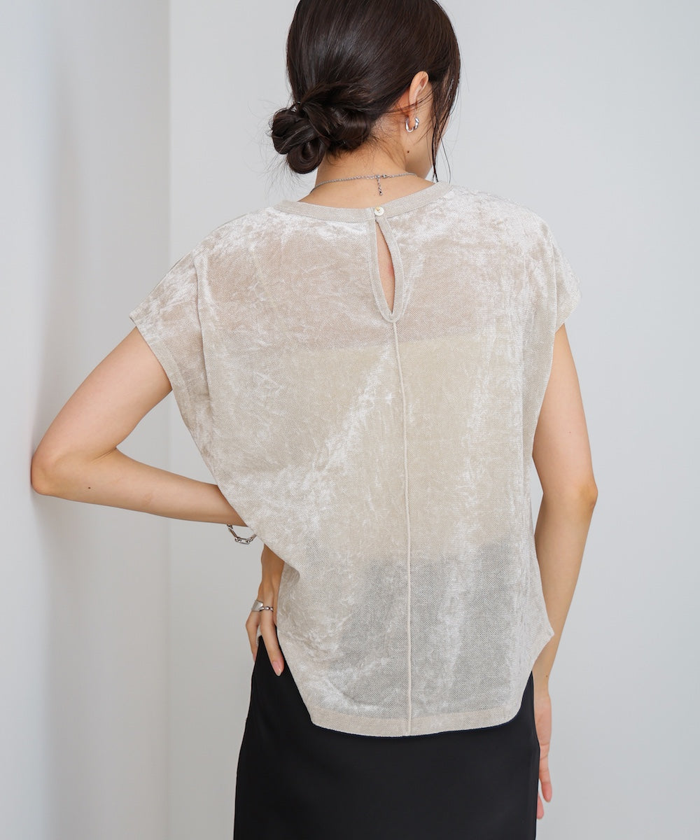 【新色追加】シアーベロアフレンチスリーブカットソー