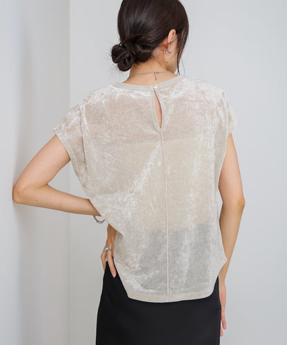 【新色追加】シアーベロアフレンチスリーブカットソー