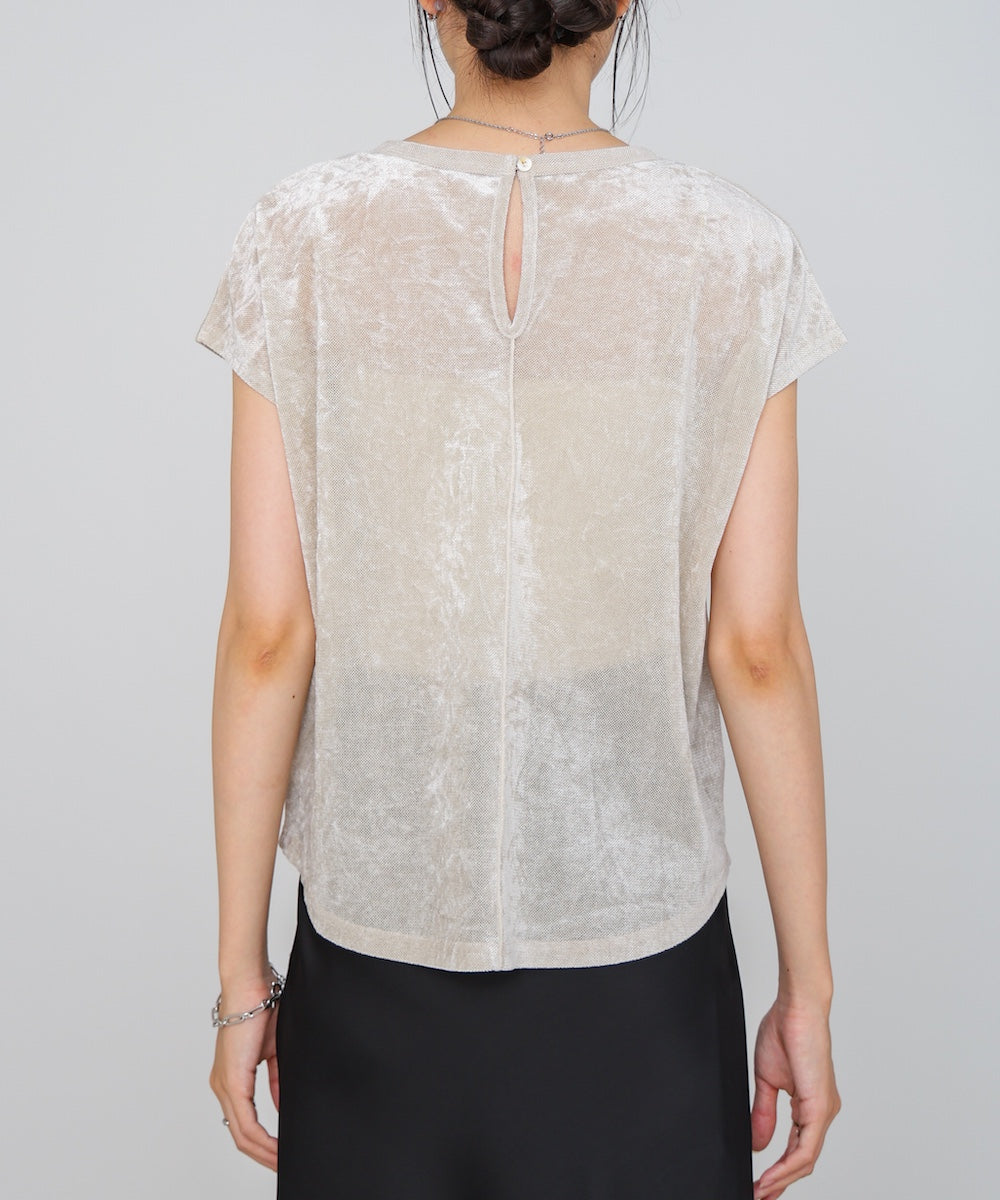 【新色追加】シアーベロアフレンチスリーブカットソー