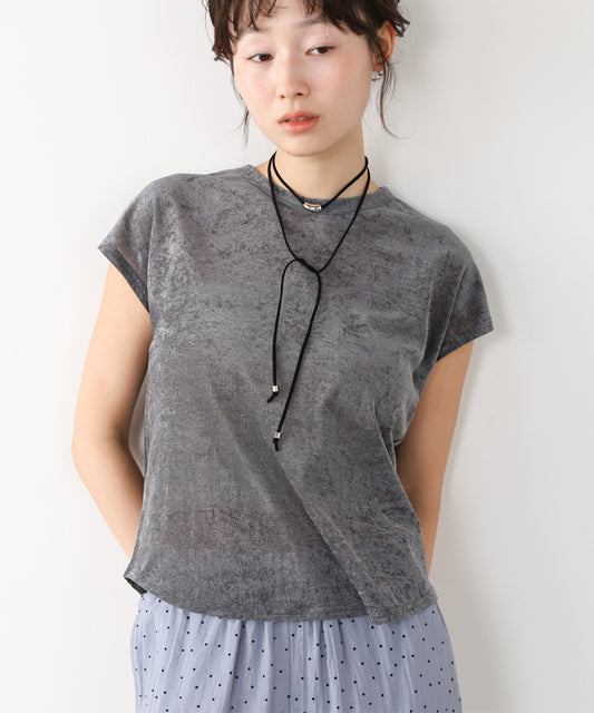 【新色追加】シアーベロアフレンチスリーブカットソー