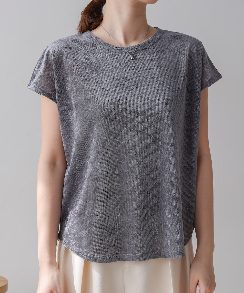 【新色追加】シアーベロアフレンチスリーブカットソー