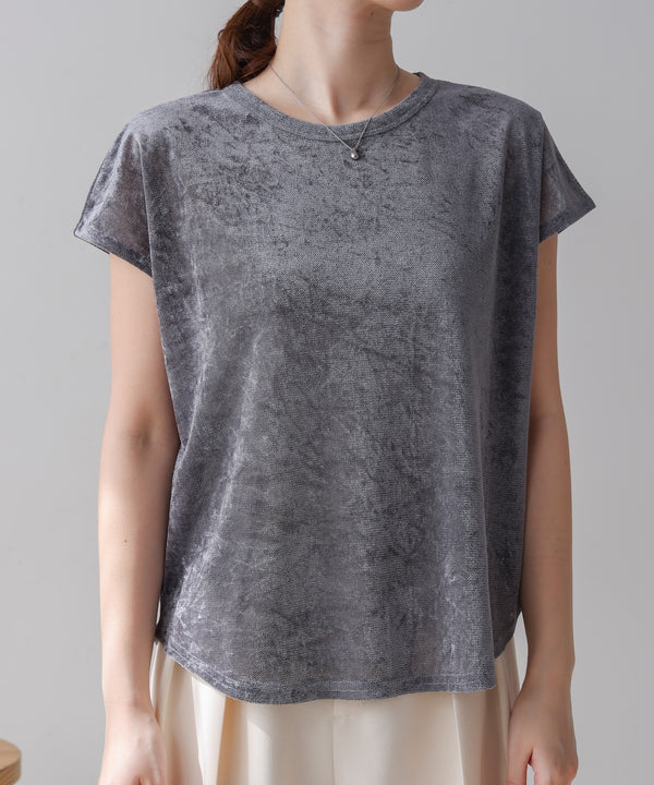 【新色追加】シアーベロアフレンチスリーブカットソー