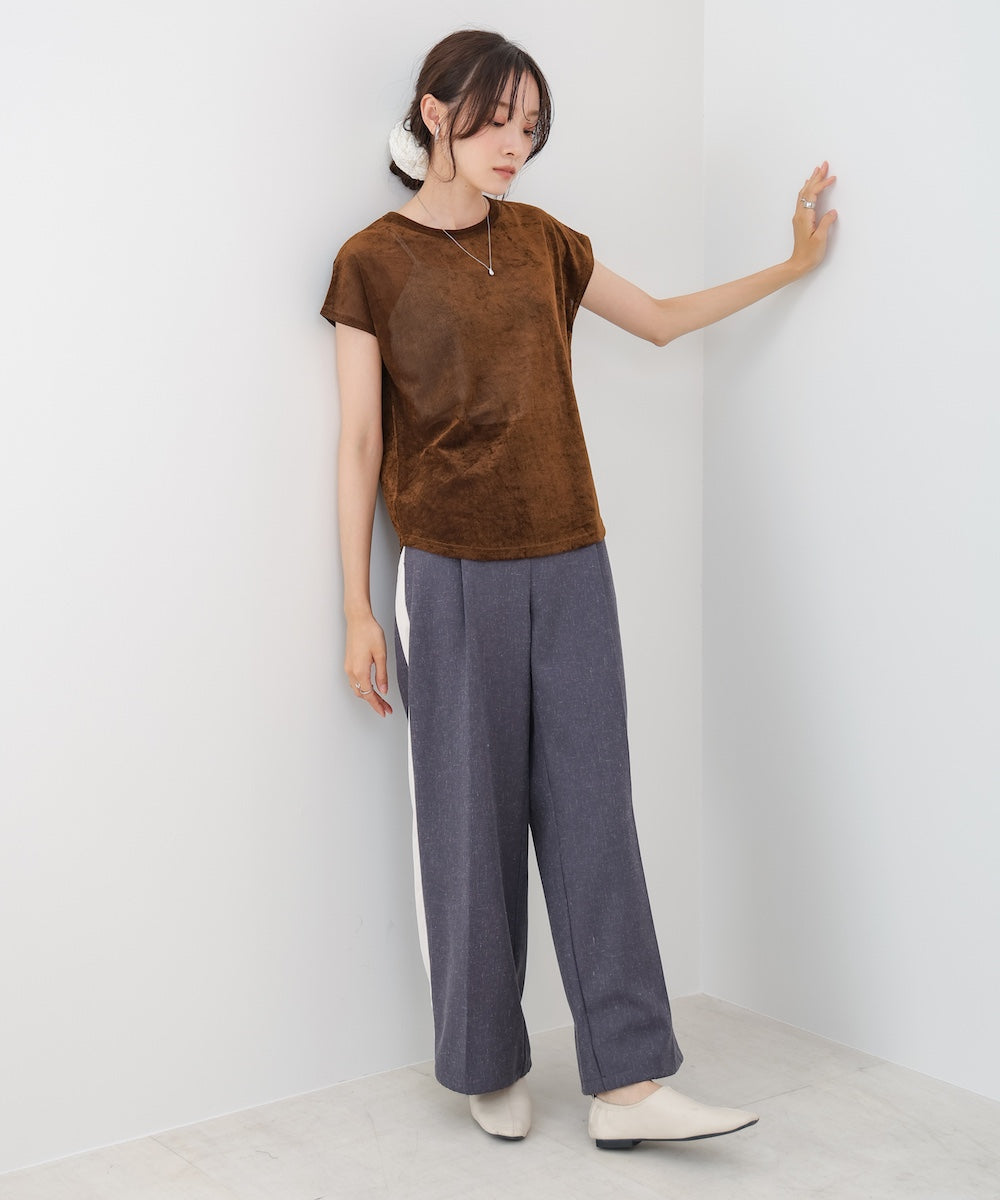 【新色追加】シアーベロアフレンチスリーブカットソー