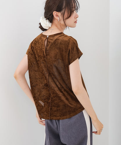 【新色追加】シアーベロアフレンチスリーブカットソー