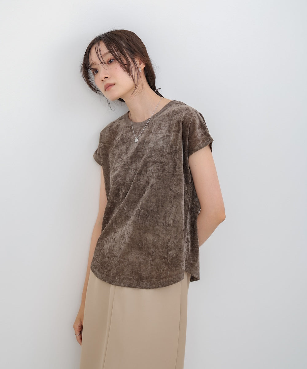 【新色追加】シアーベロアフレンチスリーブカットソー