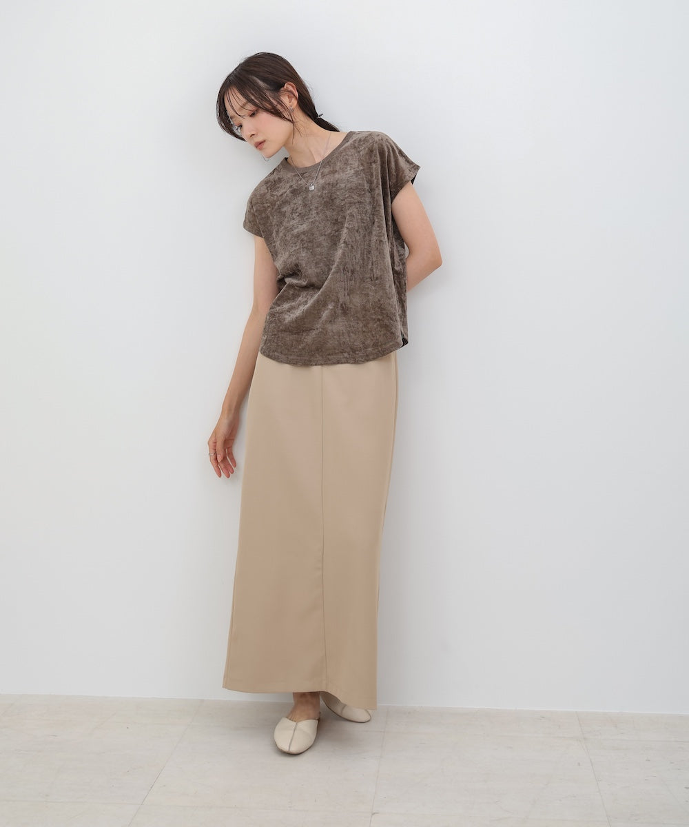 【新色追加】シアーベロアフレンチスリーブカットソー