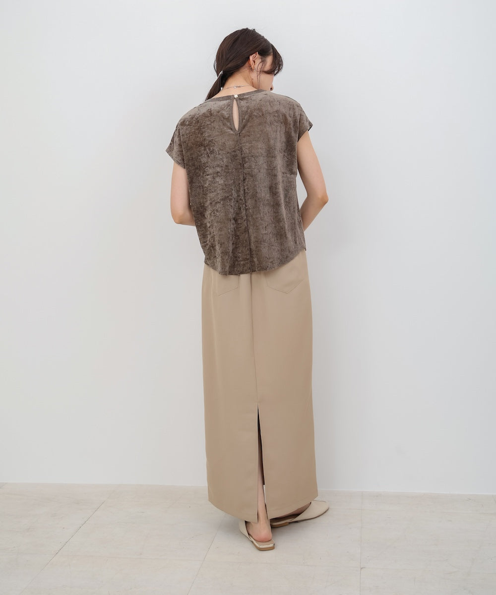 【新色追加】シアーベロアフレンチスリーブカットソー