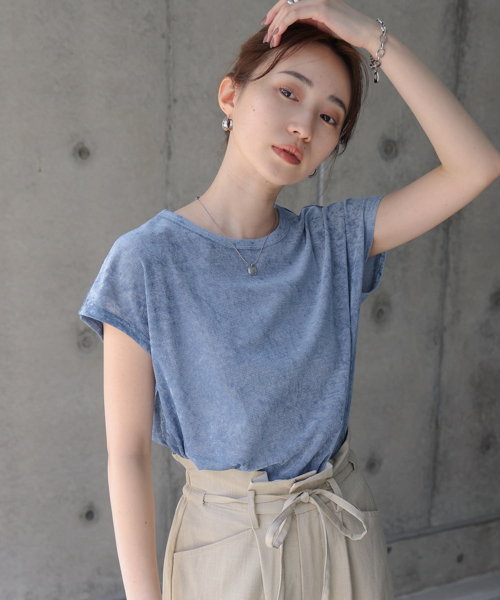 【新色追加】シアーベロアフレンチスリーブカットソー