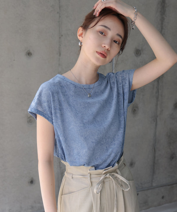 【新色追加】シアーベロアフレンチスリーブカットソー