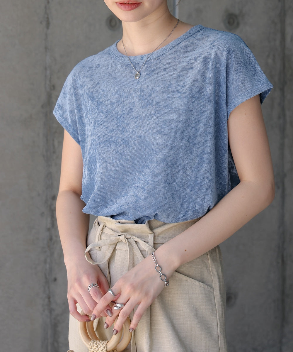 【新色追加】シアーベロアフレンチスリーブカットソー