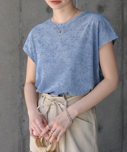 【新色追加】シアーベロアフレンチスリーブカットソー