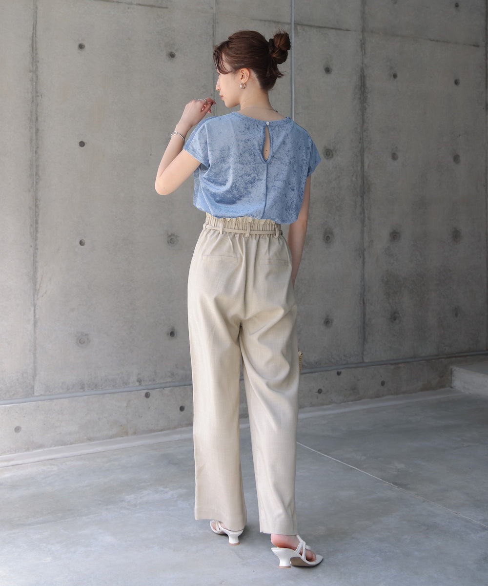 【新色追加】シアーベロアフレンチスリーブカットソー