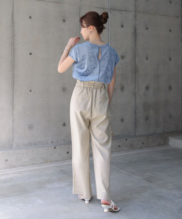 【新色追加】シアーベロアフレンチスリーブカットソー