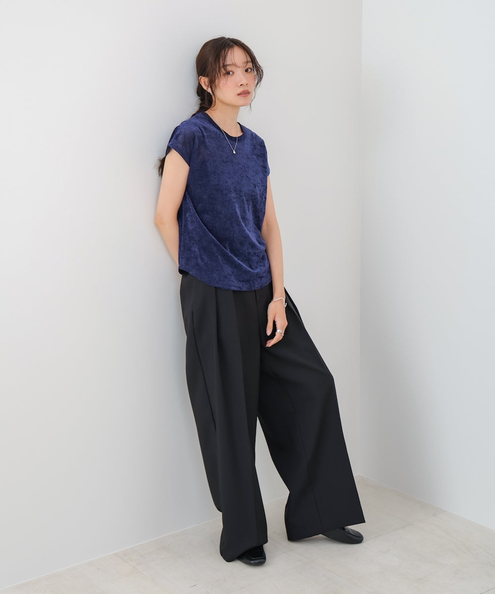 【新色追加】シアーベロアフレンチスリーブカットソー