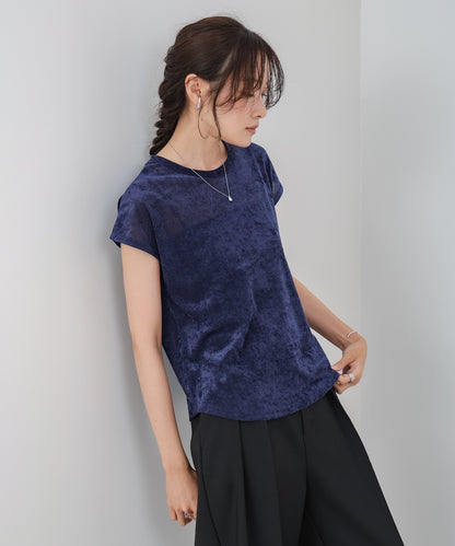 【新色追加】シアーベロアフレンチスリーブカットソー
