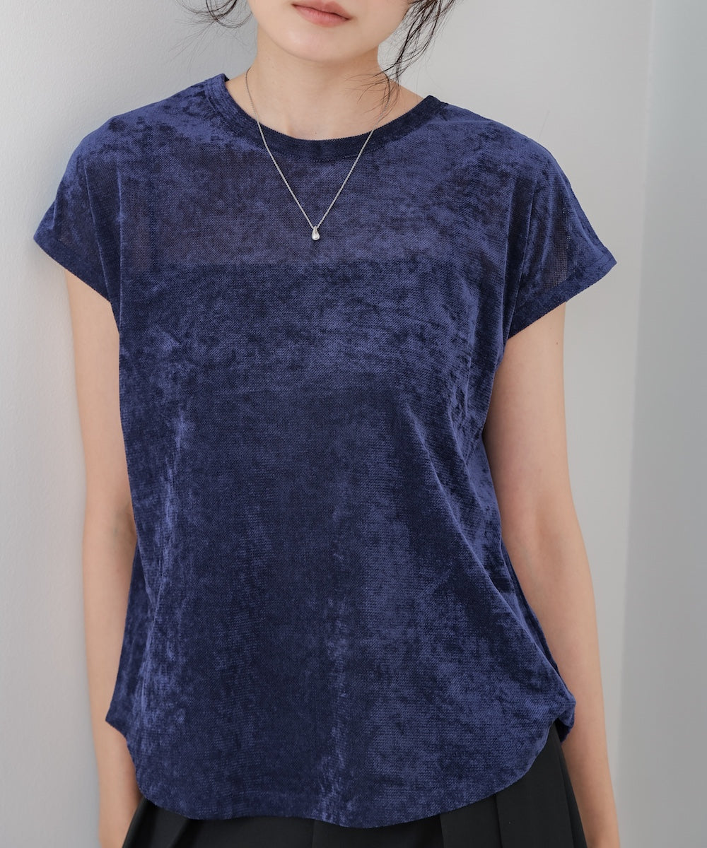 【新色追加】シアーベロアフレンチスリーブカットソー