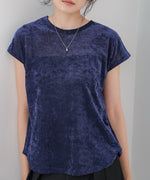 【新色追加】シアーベロアフレンチスリーブカットソー