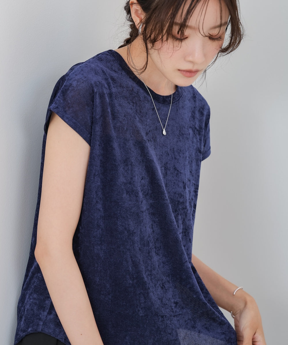 【新色追加】シアーベロアフレンチスリーブカットソー