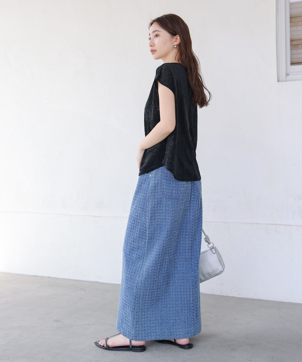 【新色追加】シアーベロアフレンチスリーブカットソー