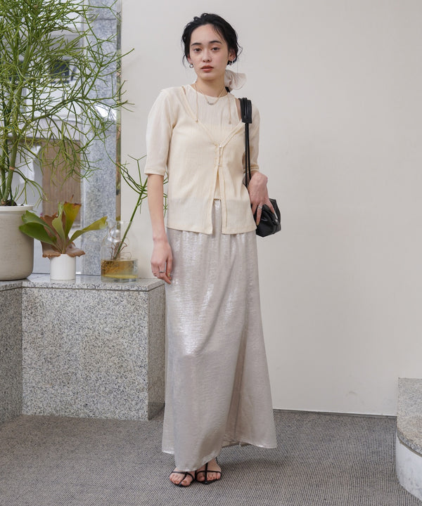 フェイクレイヤードカーディガントップス