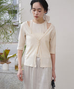 フェイクレイヤードカーディガントップス