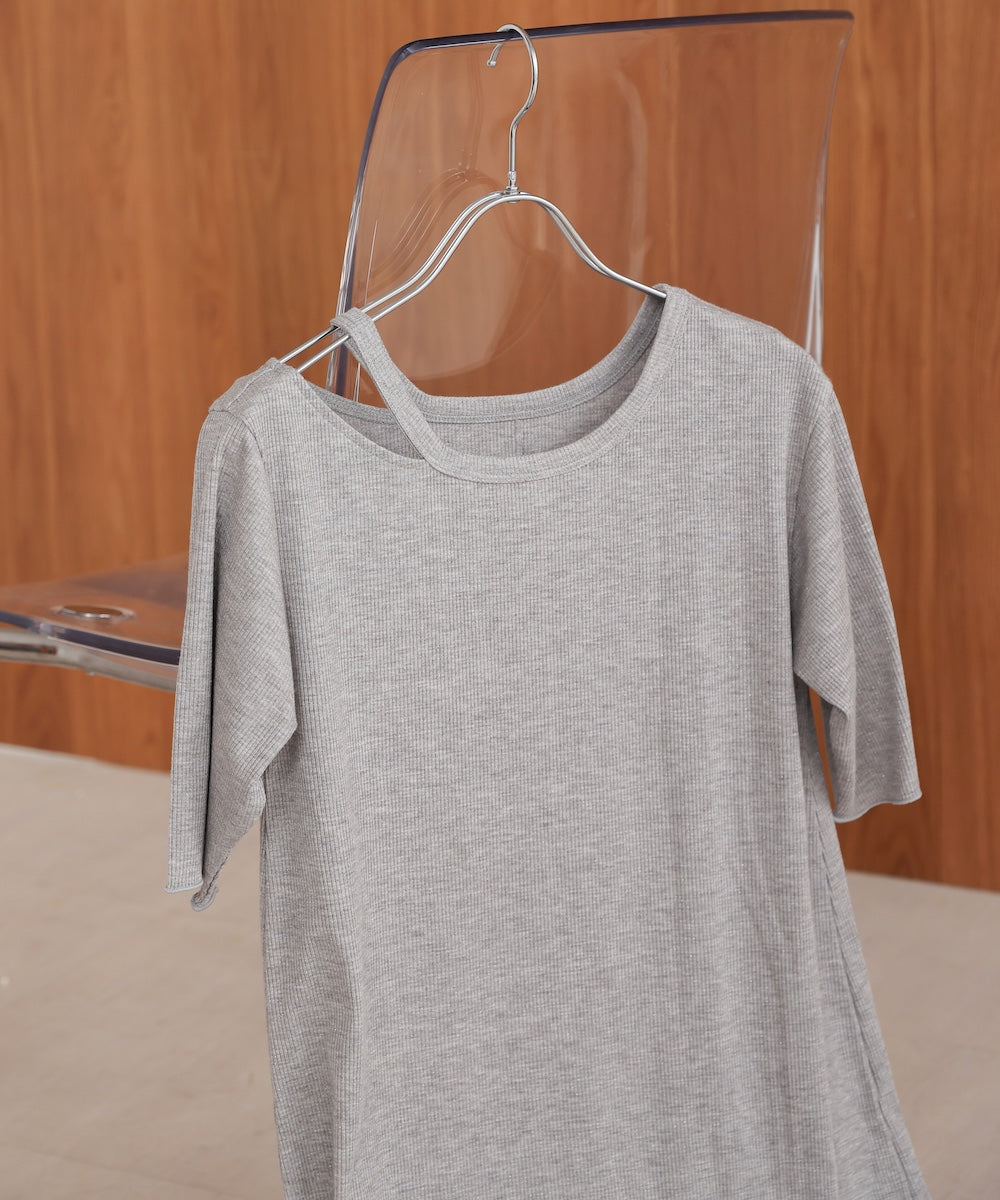 ラメカットソーハーフスリーブスリットワンピース