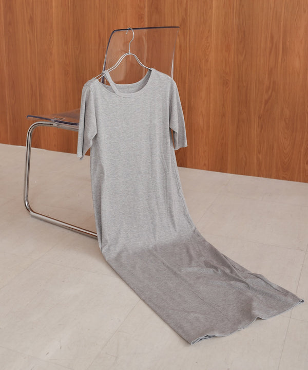 ラメカットソーハーフスリーブスリットワンピース