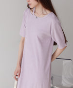 ラメカットソーハーフスリーブスリットワンピース