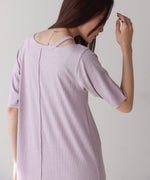 ラメカットソーハーフスリーブスリットワンピース