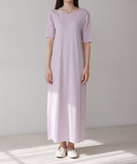 ラメカットソーハーフスリーブスリットワンピース