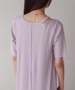 ラメカットソーハーフスリーブスリットワンピース