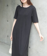 ラメカットソーハーフスリーブスリットワンピース