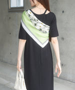 ラメカットソーハーフスリーブスリットワンピース