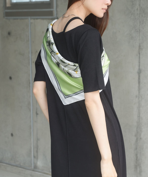 ラメカットソーハーフスリーブスリットワンピース