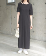 ラメカットソーハーフスリーブスリットワンピース