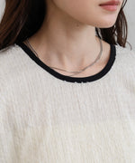 配色パイピングシャギーカットトップス