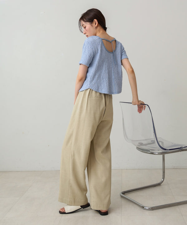 配色パイピングシャギーカットトップス