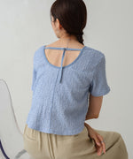 配色パイピングシャギーカットトップス