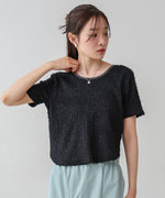 配色パイピングシャギーカットトップス