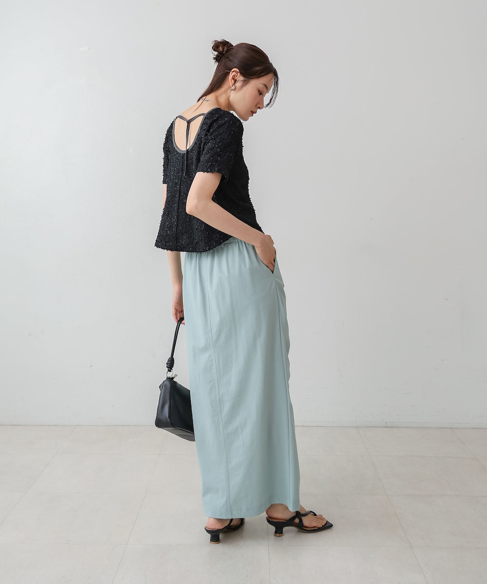 配色パイピングシャギーカットトップス