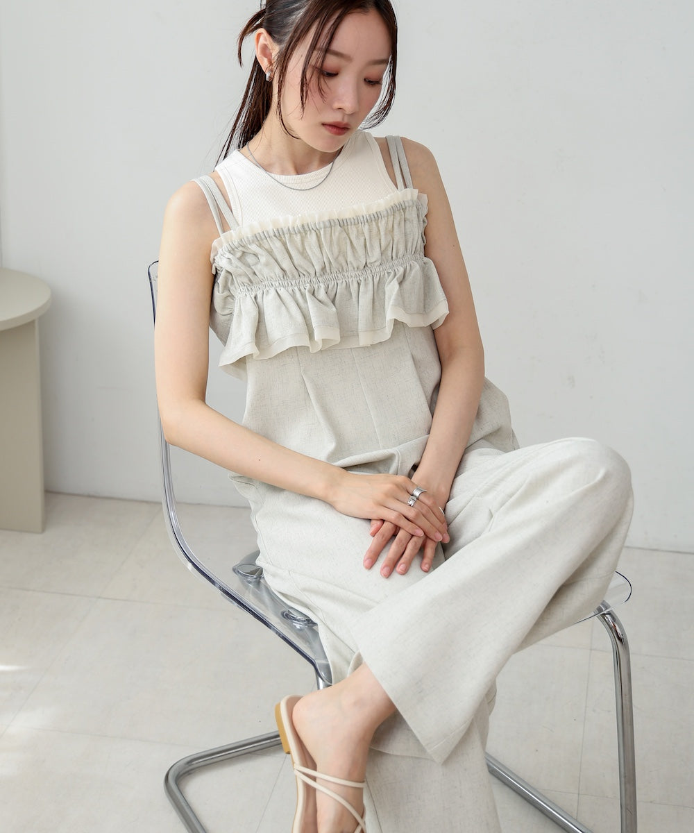 【S・Mサイズ展開】ギャザーオールインワン