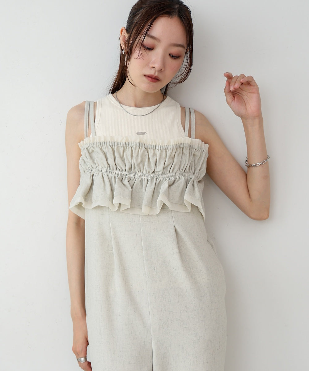 【S・Mサイズ展開】ギャザーオールインワン