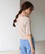 衿付き配色ニット