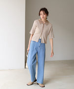 衿付き配色ニット