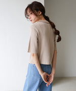 衿付き配色ニット