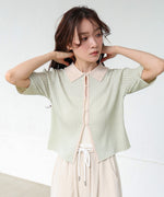 衿付き配色ニット